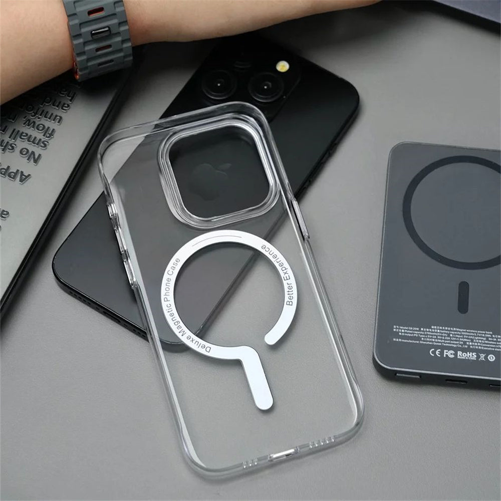 Luxury Titanium Gray Magnetic iPhone Case – Strong MagSafe Charging, Metal Buttons Sleek & Durable Protection Case for iPhone