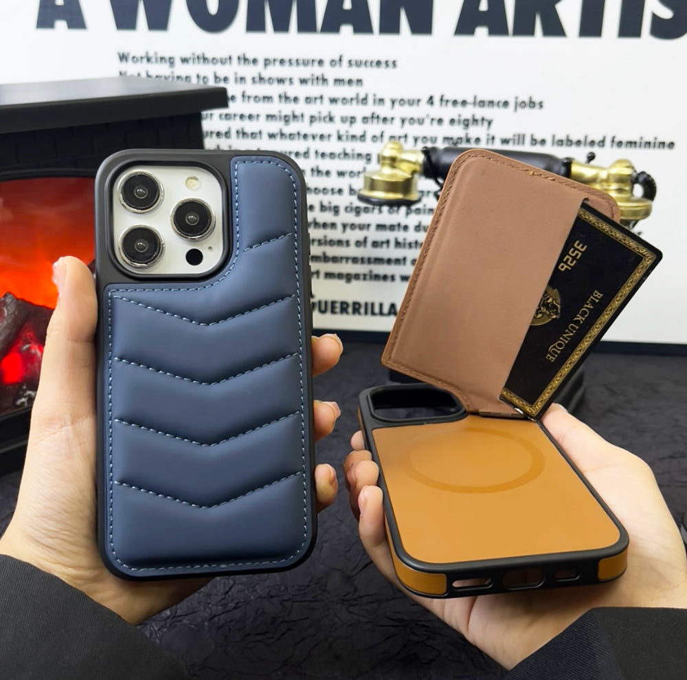 Premium MagSafe Leder iPhone Hülle – Magnetisches kabelloses Laden, Kartenhalter Wallet, stoßfeste Schutz, elegantes Design für iPhone Modelle