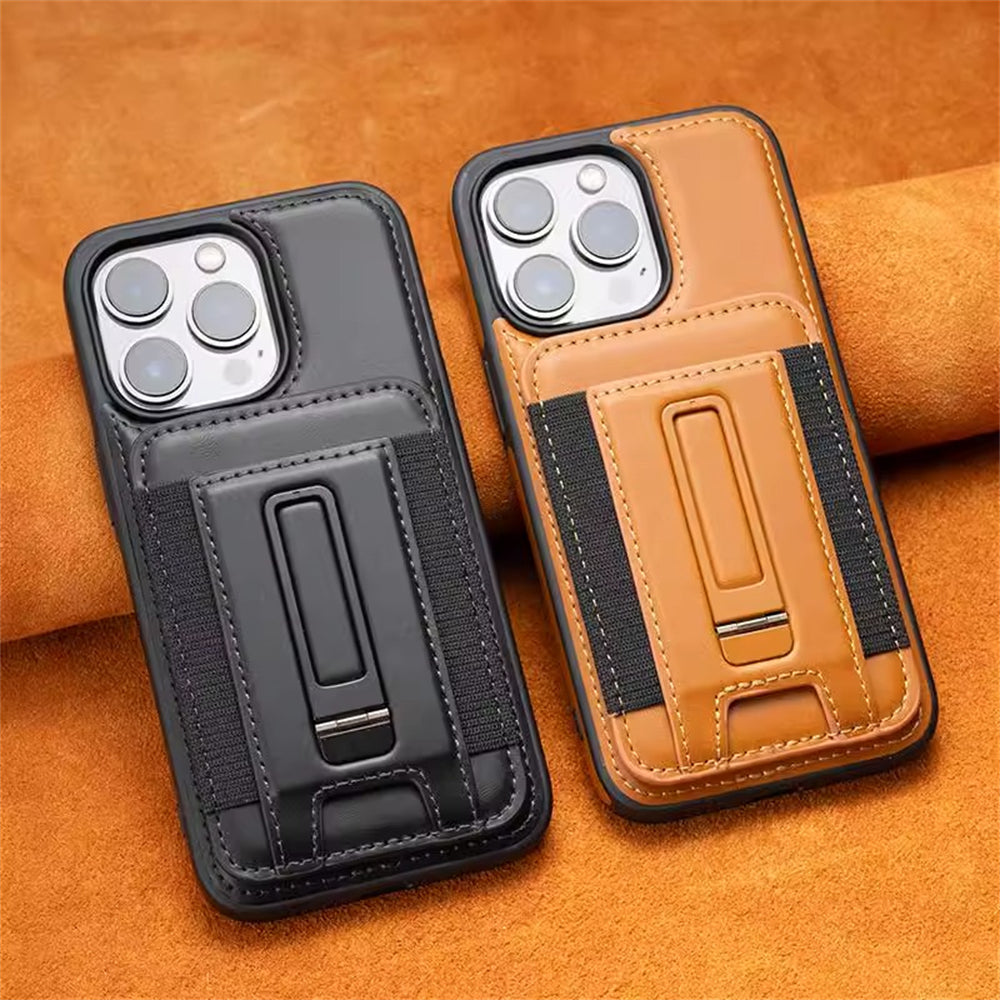 Luxury Detachable Wallet Leather iPhone Case – Magnetic Card Slot, Shockproof Protection, Hollow Logo Back Cover, Premium Design for iPhone Models