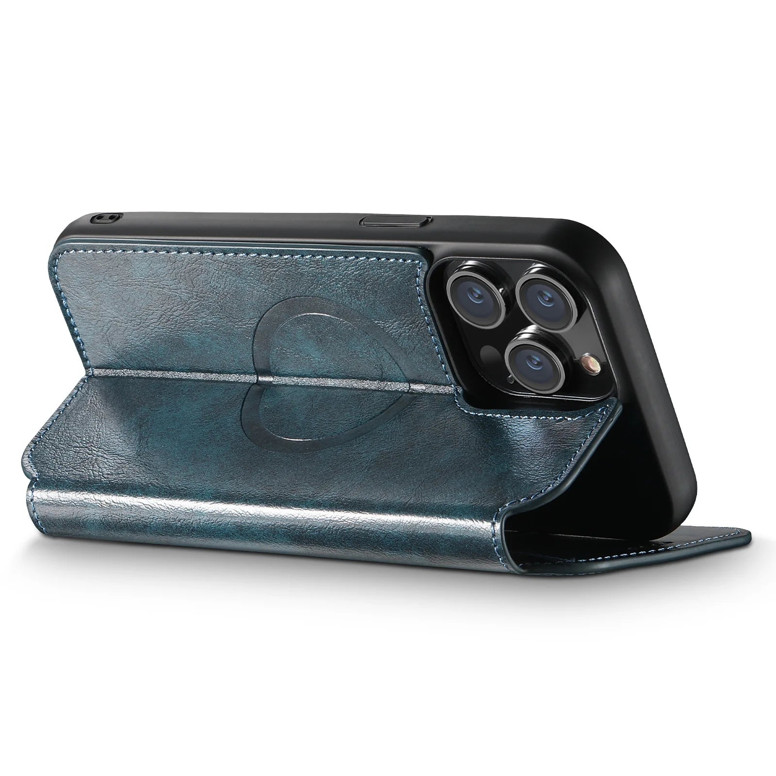 Luxuriöse Leder Magnetic Flip iPhone Hülle – MagSafe Geldbörse Kartenhalter, kabellos aufladbar, stoßfesten Schutz, elegantes Design für iPhone Modelle