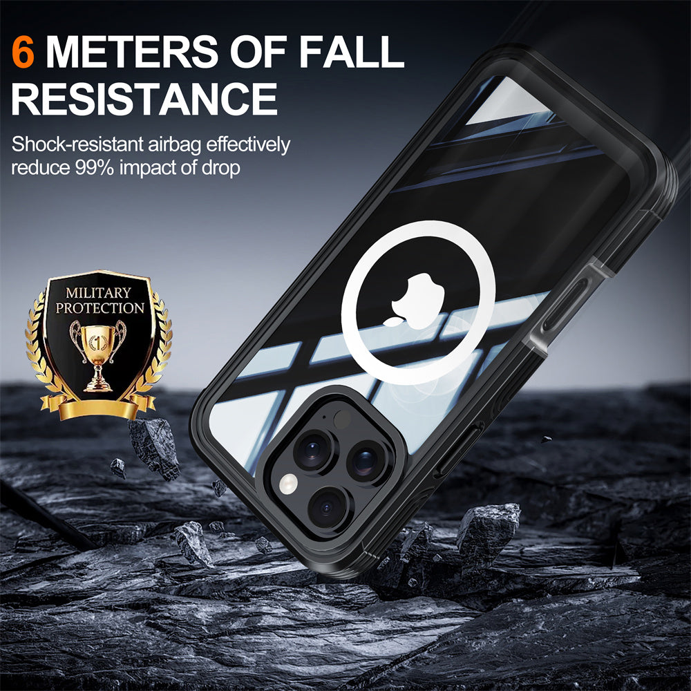 Full-Body Protection Magnetic iPhone Case – Tempered Glass MagSafe Shockproof Cover for iPhone Models, Durable and Stylish