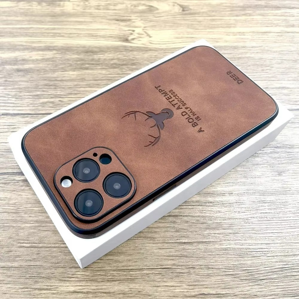 Premium Fashion Cloth iPhone Case – Built-in Magnetic Iron, Deer & Cat Design Durable Protective Shell | Case for iPhone