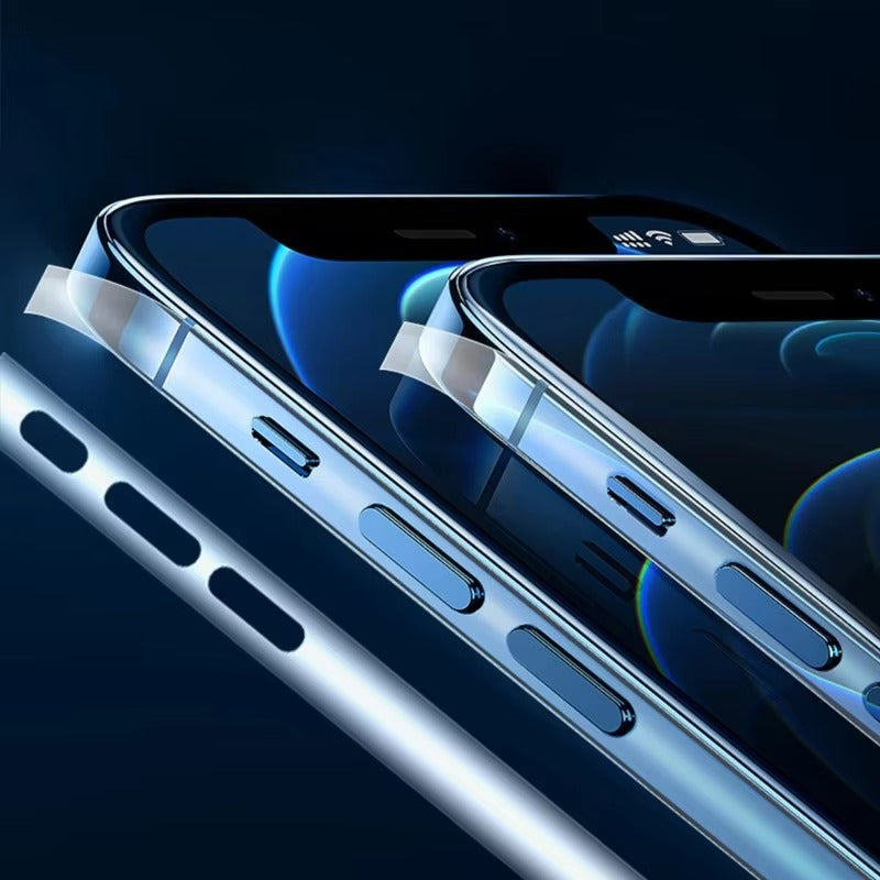 Premium Carbon Fiber Frame Protector – Transparent, Matte Edge Sticker with Hydrogel Film for iPhone Plus