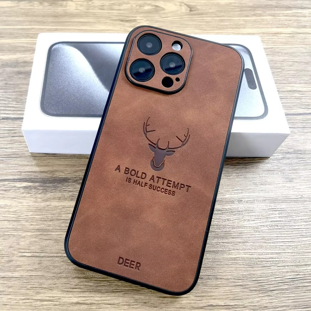 Premium Fashion Cloth iPhone Case – Built-in Magnetic Iron, Deer & Cat Design Durable Protective Shell | Case for iPhone