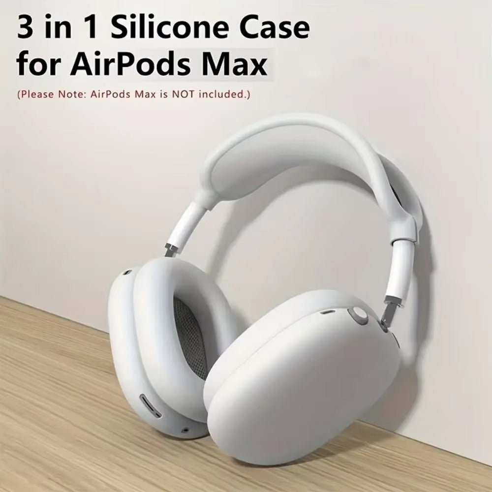 Premium 3-in-1 AirPods Max Protective Case Set – Soft Silicone Ear Pad Covers, TPU Transparent Shell & Headband Sleeve, Scratchproof, Anti-Yellowing, Precise Fit