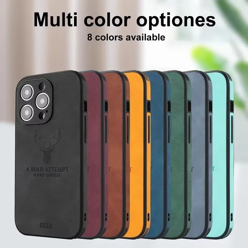 Premium Fashion Cloth iPhone Case – Built-in Magnetic Iron, Deer & Cat Design Durable Protective Shell | Case for iPhone