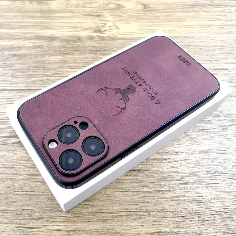Premium Fashion Cloth iPhone Case – Built-in Magnetic Iron, Deer & Cat Design Durable Protective Shell | Case for iPhone