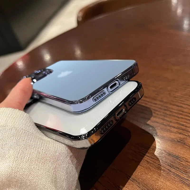 Luxury High-Quality Plating Clear Shockproof iPhone Case – Anti-Yellowing, Slim Fit, Durable Protection, Stylish Design