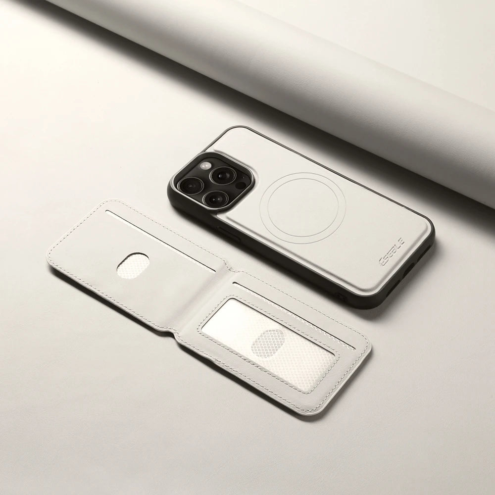 Luxuriöse Magnetische Leder Geldbörse iPhone Hülle – 2-in-1 MagSafe Kartenhalter, Ständer, Stoßfesten Schutz, Premium Design, Kabelloses Laden Kompatibel für iPhone Modelle
