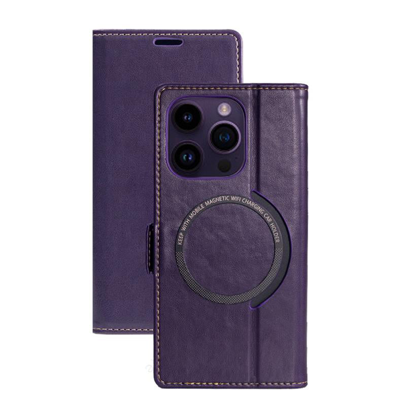 Premium Leder Flip iPhone Hülle – MagSafe-kompatibel, Magnetverschluss, kabelloses Laden, Kartenhalter, langlebiger Schutz für iPhone