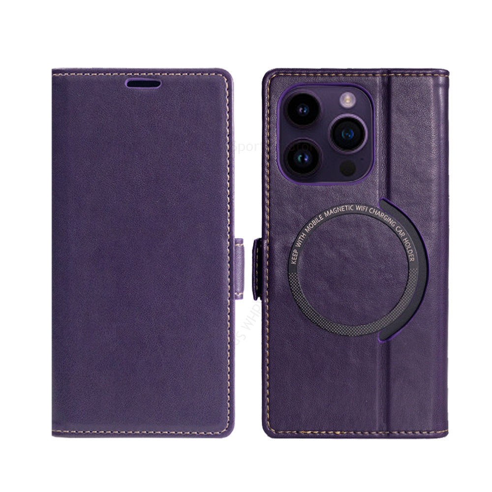 Premium Leder Flip iPhone Hülle – MagSafe-kompatibel, Magnetverschluss, kabelloses Laden, Kartenhalter, langlebiger Schutz für iPhone