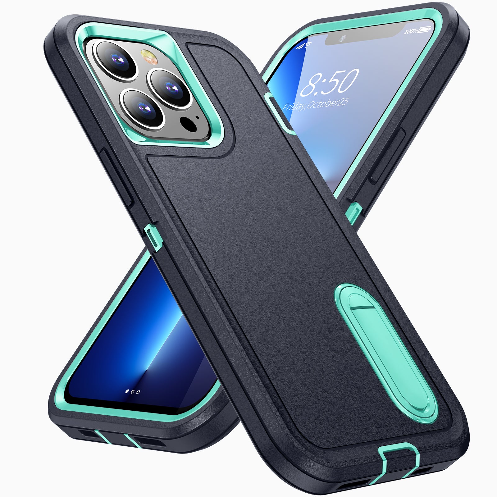 Hybrid Military-Grade Defender iPhone Case – Kickstand Full-Body Protection Cover for iPhone Models, Rugged and Shockproof