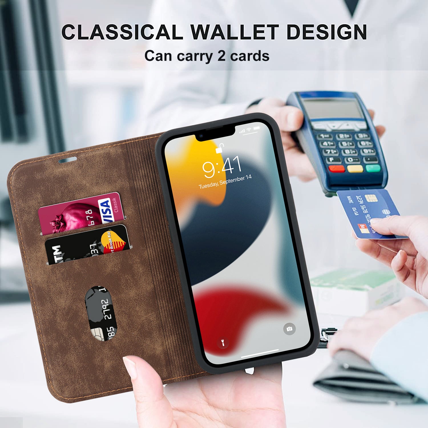 Luxuriöse Magnetische Leder Geldbörse iPhone Hülle – MagSafe Wireless Charging, Kartenfach, Standfunktion, Premium Schutz, Stilvolle & Langlebige Hülle