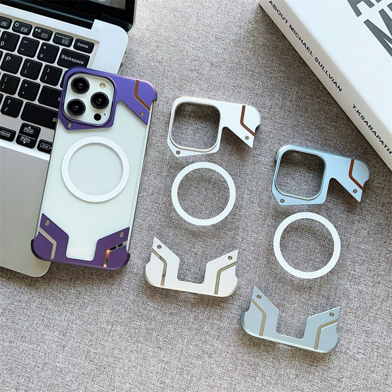 Aluminum Alloy Frameless - Metal Bumper, Transparent PC Back, Magnetic Wireless Charging Compatible | Case for iPhone