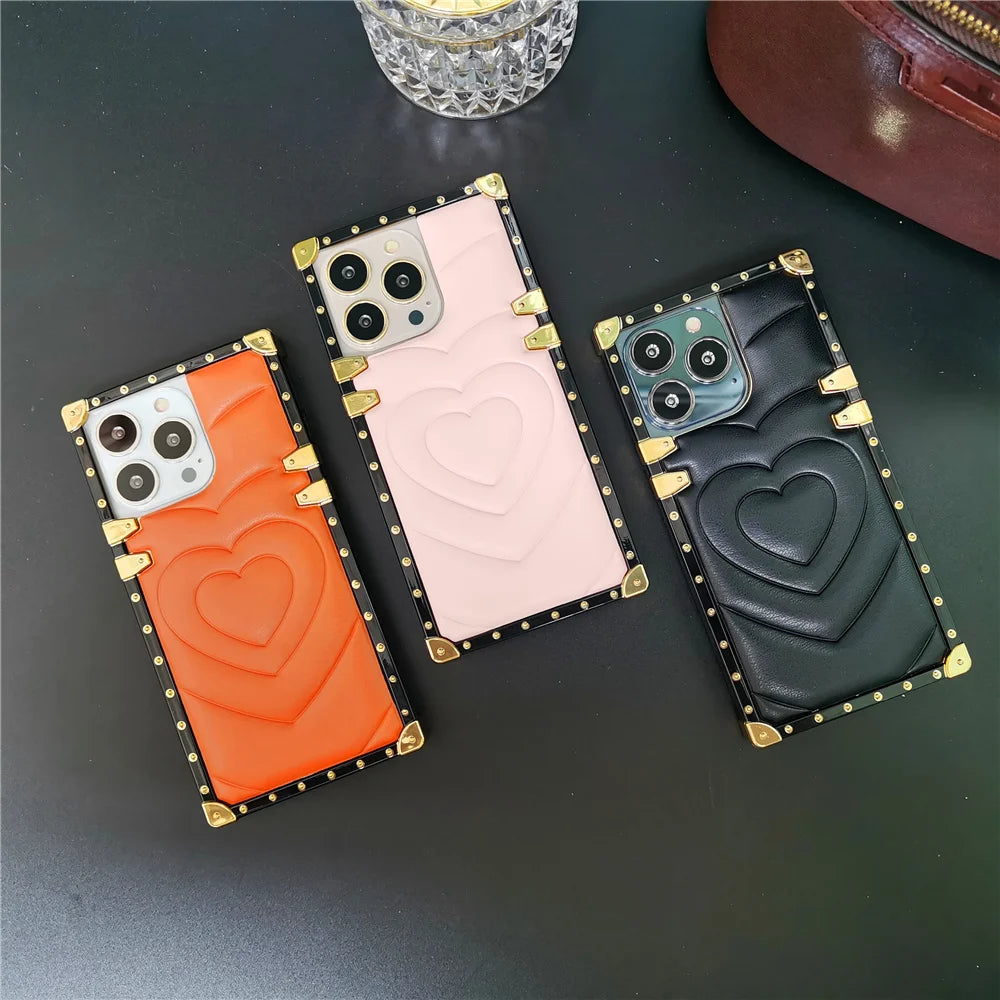 Luxus 3D Liebesherz iPhone-Hülle – Weiches PU-Leder, Stoßfest, Stilvoll & Langlebig Schutzhülle | Hülle für iPhone