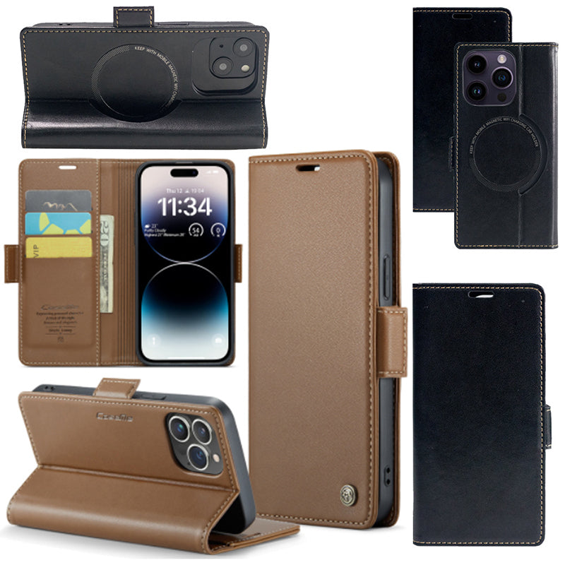 Premium Leder Flip iPhone Hülle – MagSafe-kompatibel, Magnetverschluss, kabelloses Laden, Kartenhalter, langlebiger Schutz für iPhone