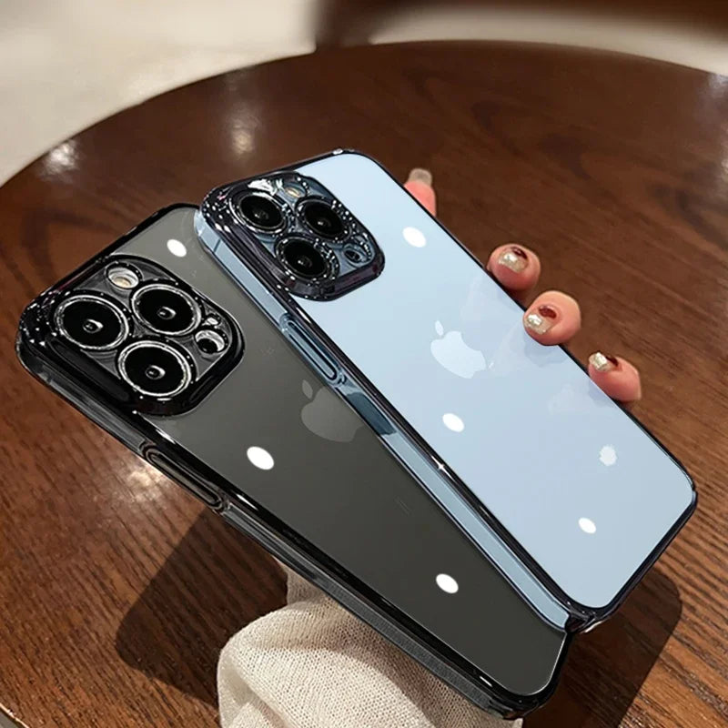 Luxury High-Quality Plating Clear Shockproof iPhone Case – Anti-Yellowing, Slim Fit, Durable Protection, Stylish Design