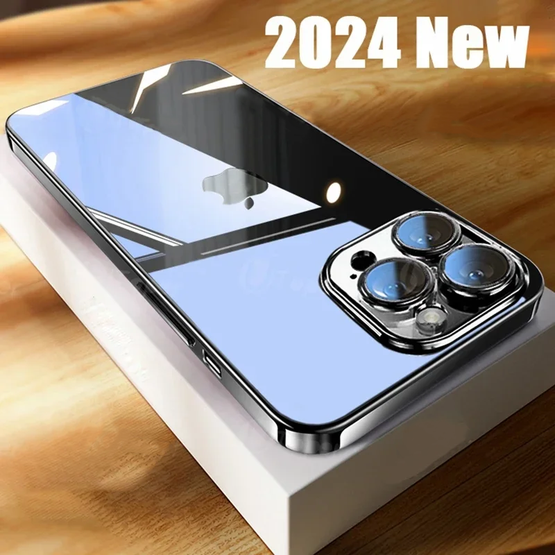 Luxury Clear Shockproof iPhone Case - Ultra-Thin, MagSafe Compatible, Camera Lens Protection, Transparent Hard PC Cover,