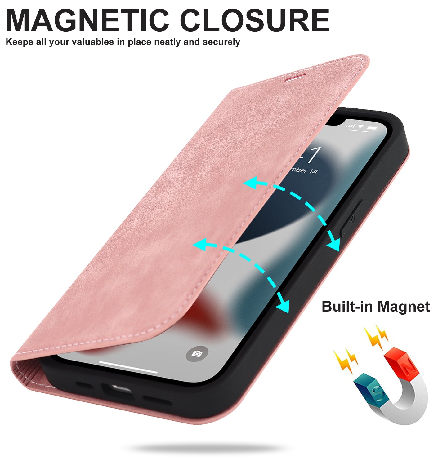 Luxuriöse Magnetische Leder Geldbörse iPhone Hülle – MagSafe Wireless Charging, Kartenfach, Standfunktion, Premium Schutz, Stilvolle & Langlebige Hülle
