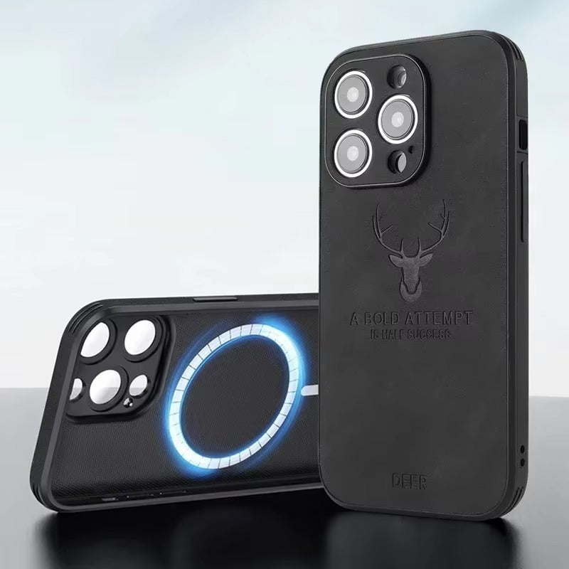 Luxury Vintage Lambskin PU Leather MagSafe iPhone Case – Wireless Charging, Full Protection, Stylish & Durable Cover