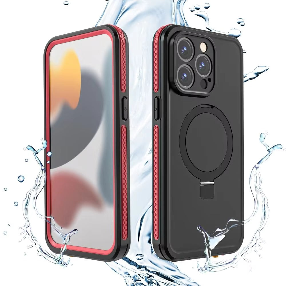 Robust Apple iPhone Case MagSafe Compatible, Camera Lens & Screen Protection, Cover with IP68 Waterproof Stand Design