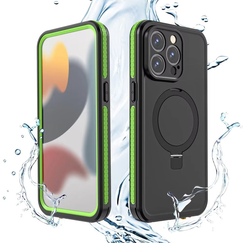 Robust Apple iPhone Case MagSafe Compatible, Camera Lens & Screen Protection, Cover with IP68 Waterproof Stand Design