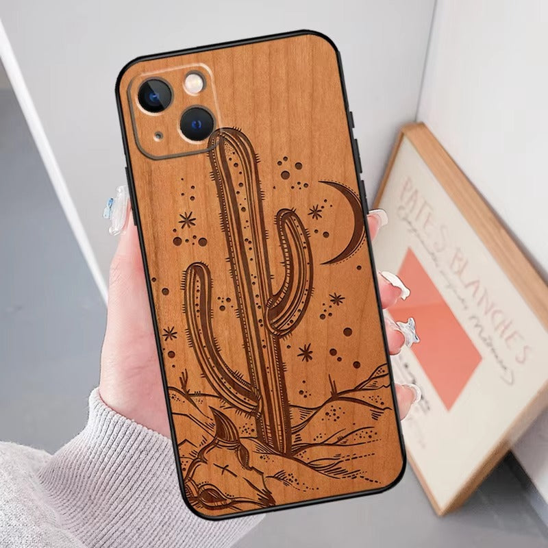 Luxury Apple iPhone Case, MagSafe Compatible, Camera Lens Protection, Screen Protection,  Artistic Wood Cover