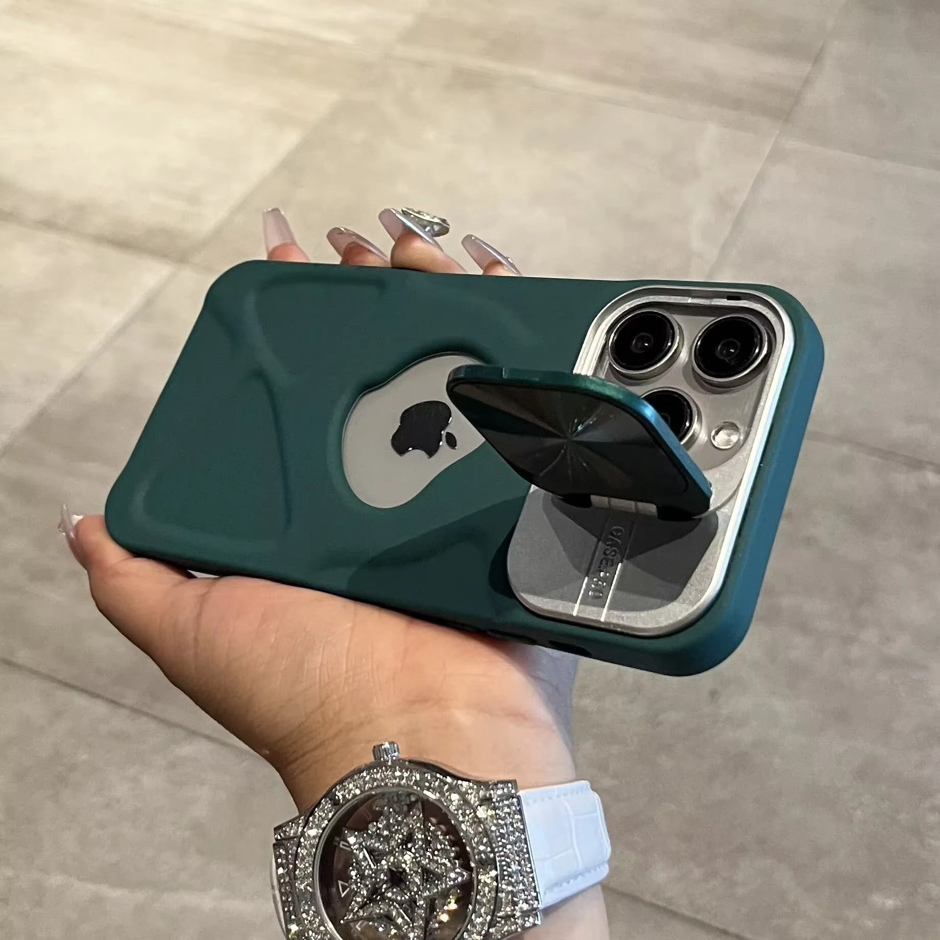 Luxury Apple iPhone Case Ultra Thin Shockproof Magnetic Full All Around Protection Cover with Matte Bracket & Logo Window