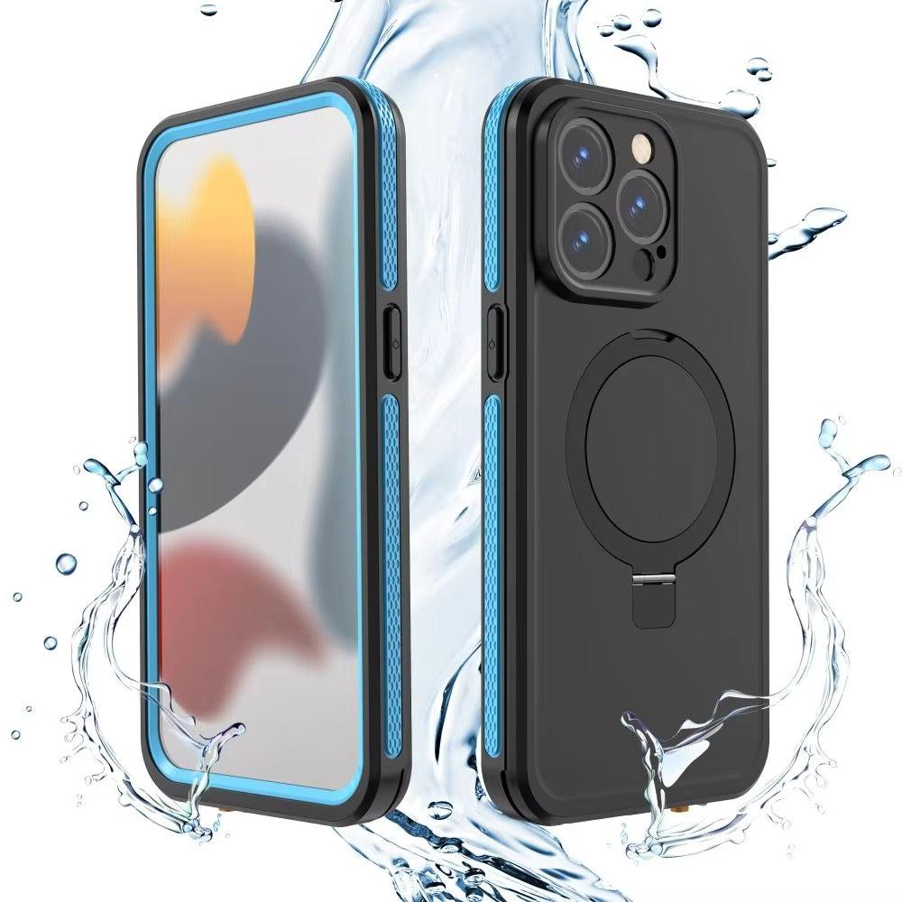 Robust Apple iPhone Case MagSafe Compatible, Camera Lens & Screen Protection, Cover with IP68 Waterproof Stand Design