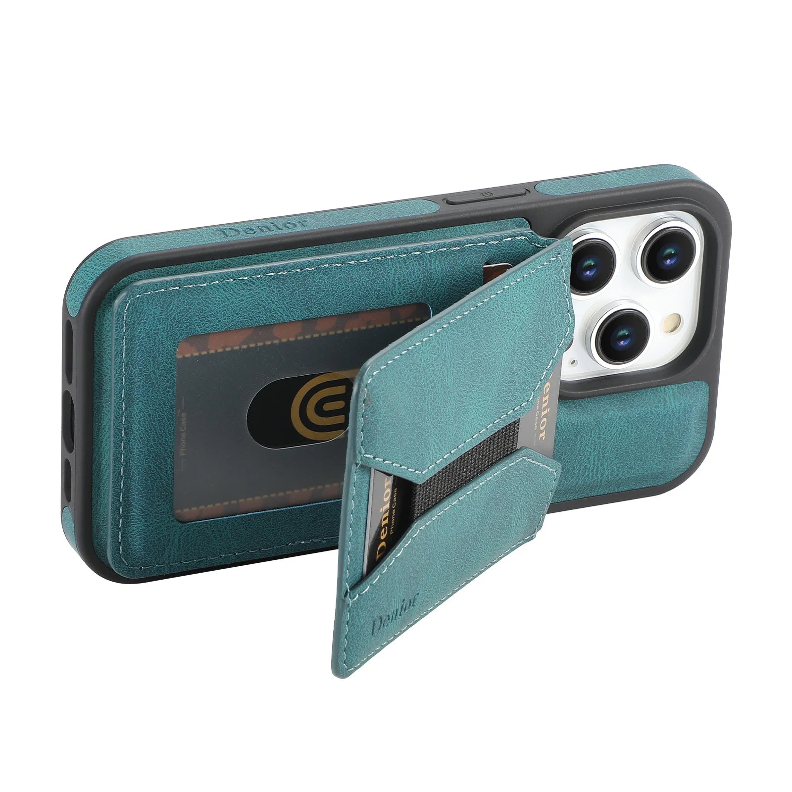 Luxuriöse Magnetische Kartenhalter iPhone Hülle – 360° drehbarer Ständer, multifunktionale Leder Geldbörse, stoßfeste Schutz, MagSafe-kompatible Hülle für iPhone Modelle