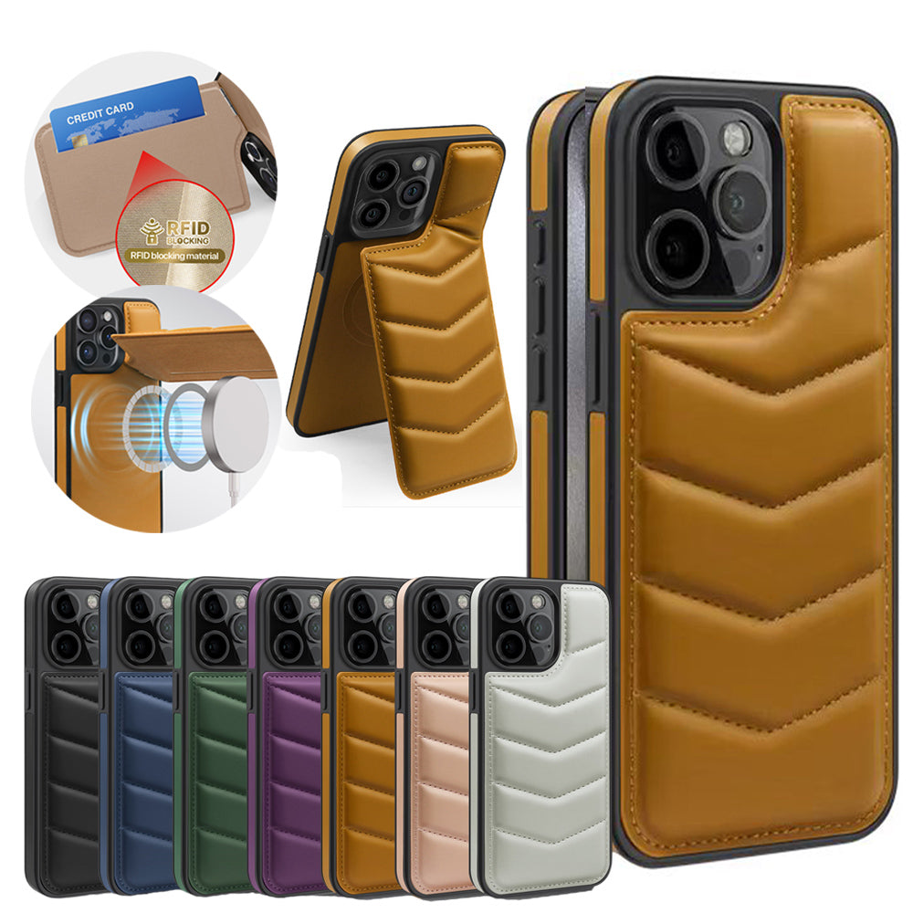 Premium MagSafe Leder iPhone Hülle – Magnetisches kabelloses Laden, Kartenhalter Wallet, stoßfeste Schutz, elegantes Design für iPhone Modelle