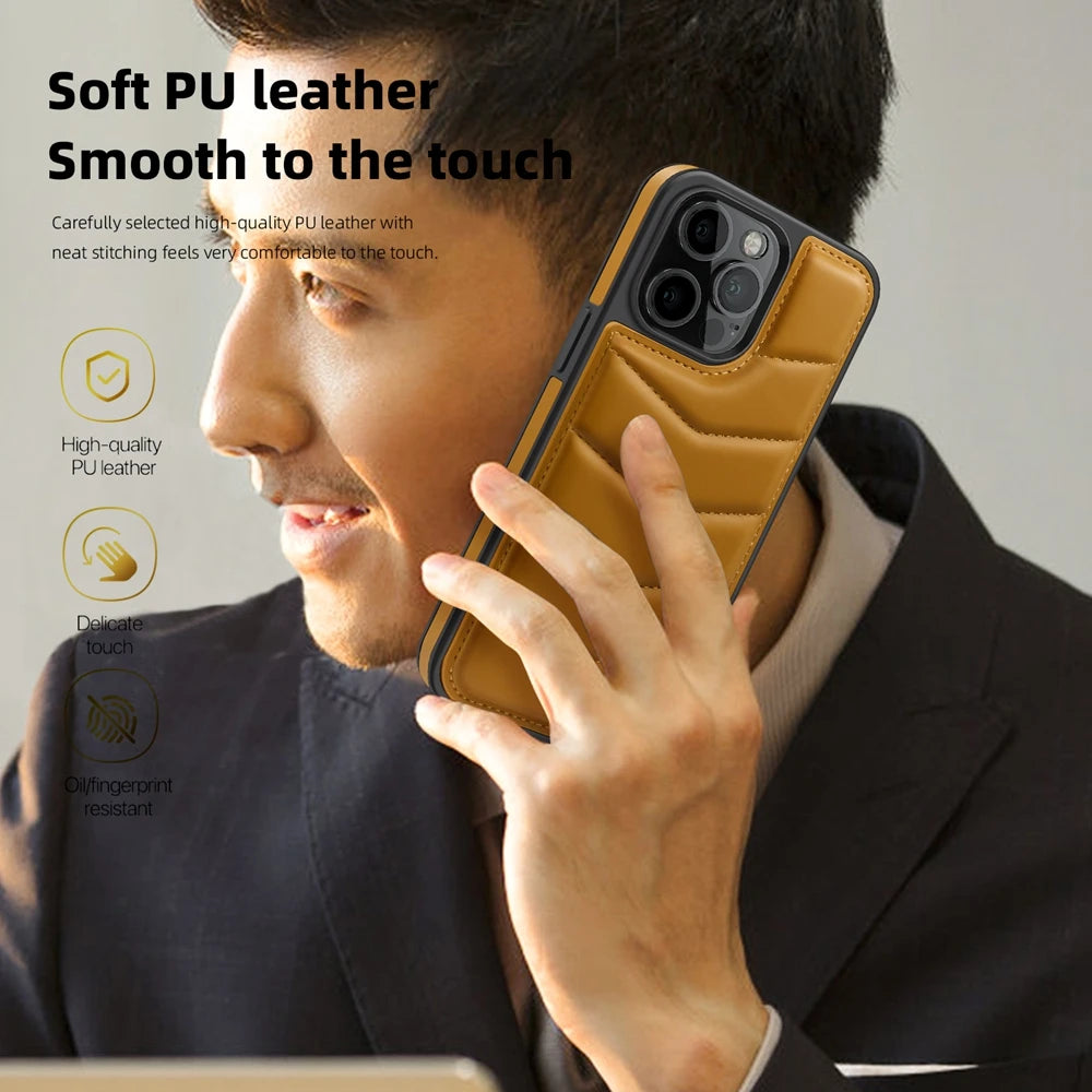 Premium MagSafe Leder iPhone Hülle – Magnetisches kabelloses Laden, Kartenhalter Wallet, stoßfeste Schutz, elegantes Design für iPhone Modelle