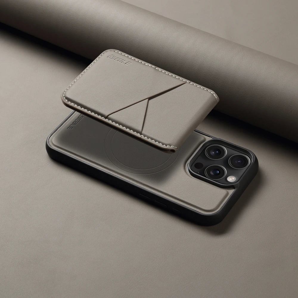 Luxuriöse Magnetische Leder Geldbörse iPhone Hülle – 2-in-1 MagSafe Kartenhalter, Ständer, Stoßfesten Schutz, Premium Design, Kabelloses Laden Kompatibel für iPhone Modelle