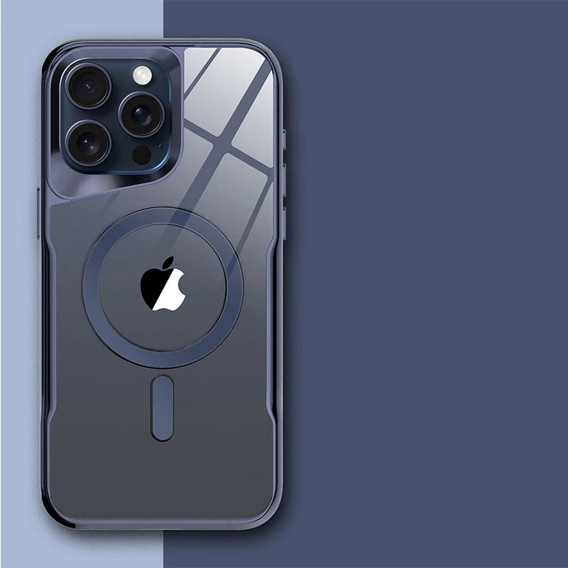 Luxury Plating Frame MagSafe iPhone Case - Magnetic Transparent Cover, Wireless Charging Compatible Case for iPhone