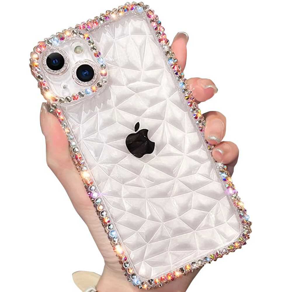 Luxury Apple iPhone Case, MagSafe Compatible, Camera Lens & Screen Protection, Ultra Thin, Shockproof, Magnetic Full All Around Cover – Diamond Glitter Bling Transparent Case with Soft TPU Shockproof Protection