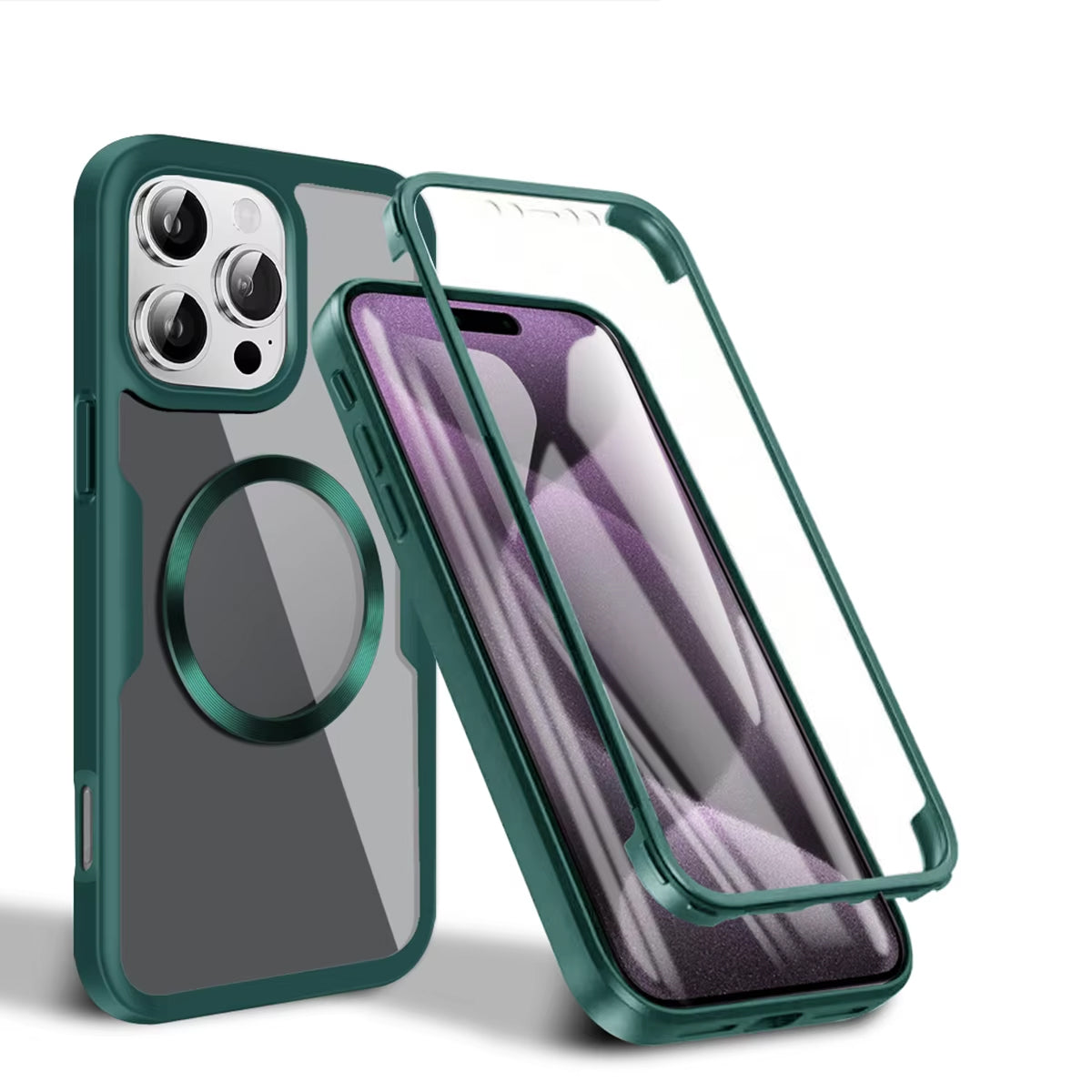 Luxury Apple iPhone Case MagSafe Compatible Ultra Thin Magnetic  All Around Protection Cover with Double Touch Clear Design