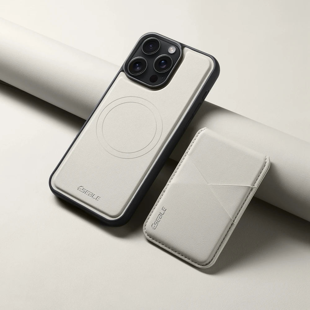 Luxuriöse Magnetische Leder Geldbörse iPhone Hülle – 2-in-1 MagSafe Kartenhalter, Ständer, Stoßfesten Schutz, Premium Design, Kabelloses Laden Kompatibel für iPhone Modelle