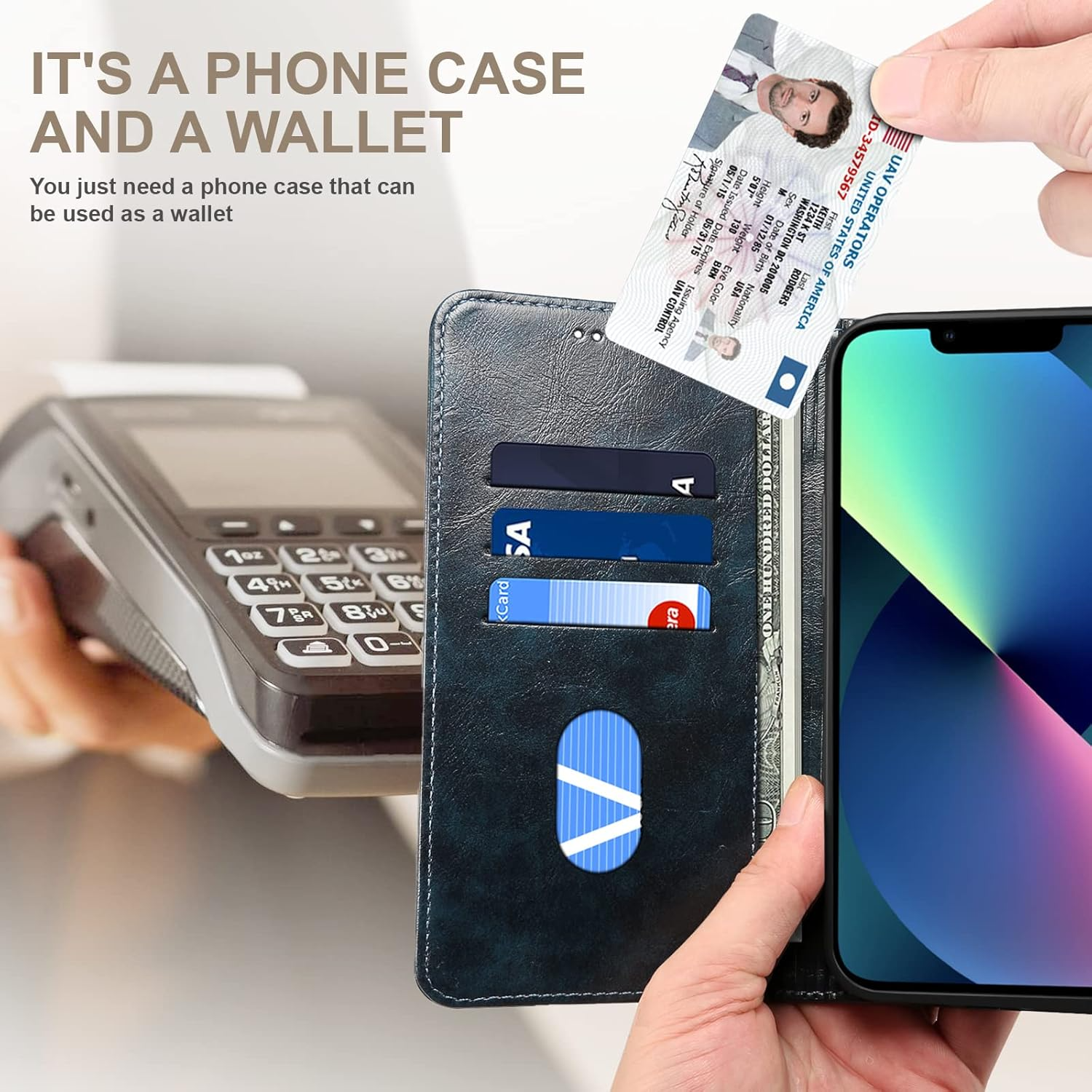 Retro Leather Wallet iPhone Case – Magnetic Closure, Card Slots, Shockproof Protection Durable PU Leather Cover for iPhone