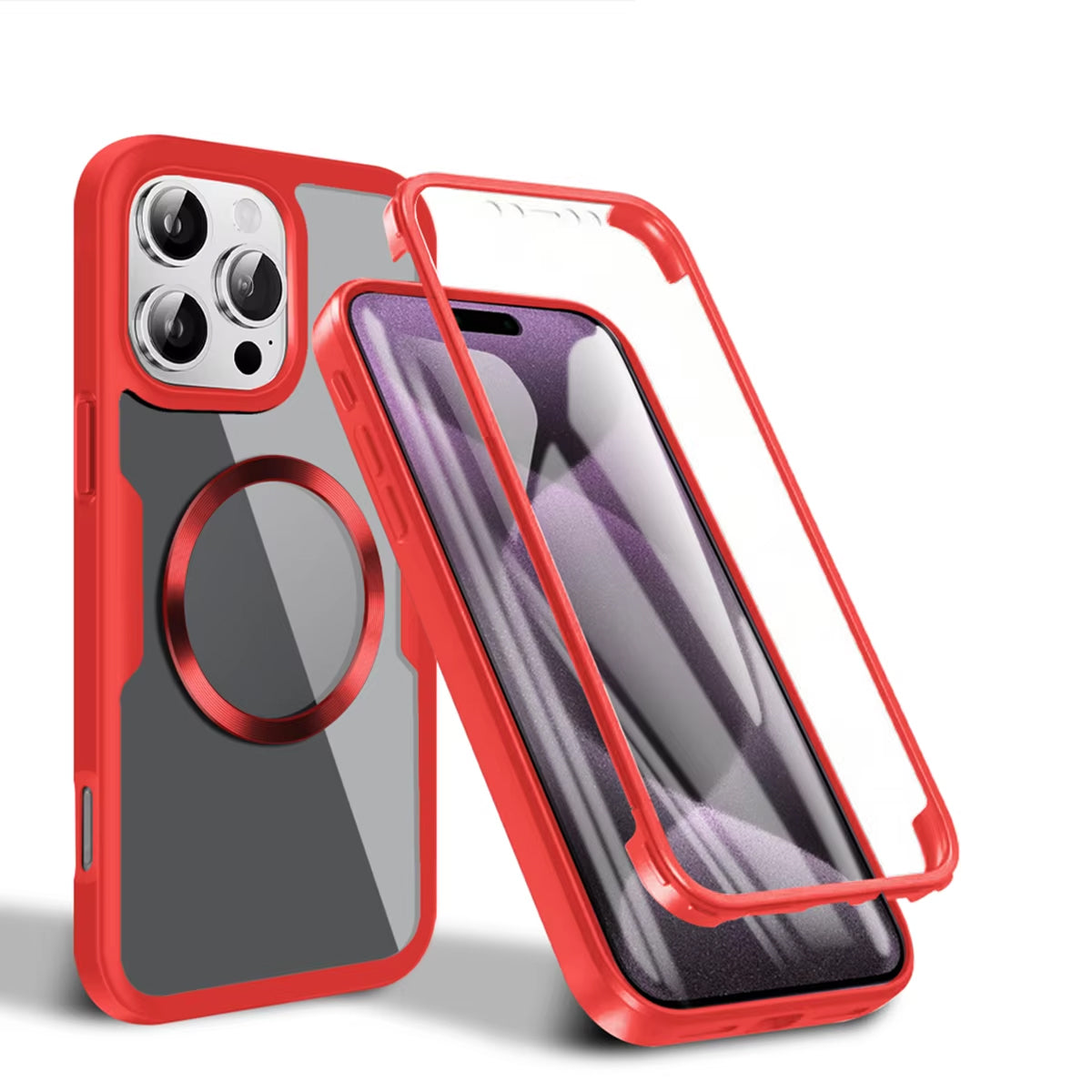 Luxury Apple iPhone Case MagSafe Compatible Ultra Thin Magnetic  All Around Protection Cover with Double Touch Clear Design