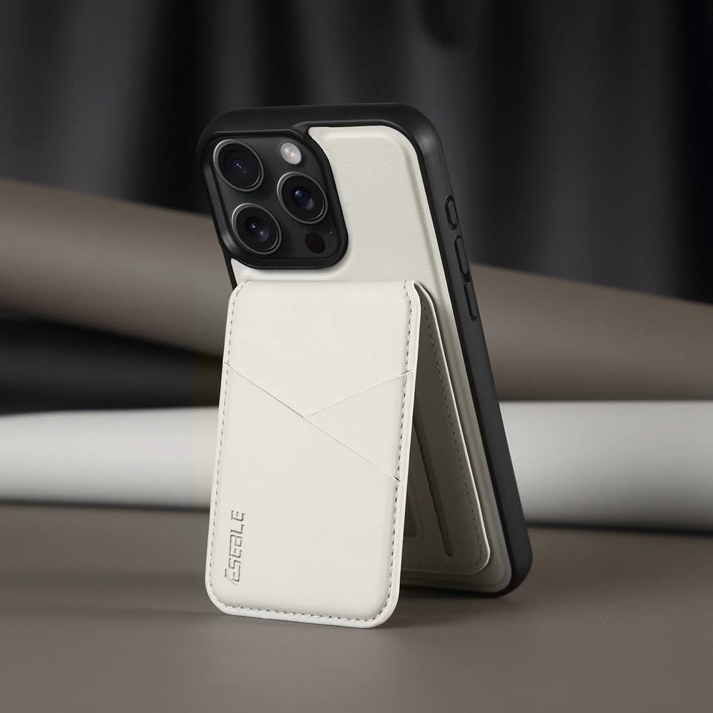 Luxuriöse Magnetische Leder Geldbörse iPhone Hülle – 2-in-1 MagSafe Kartenhalter, Ständer, Stoßfesten Schutz, Premium Design, Kabelloses Laden Kompatibel für iPhone Modelle