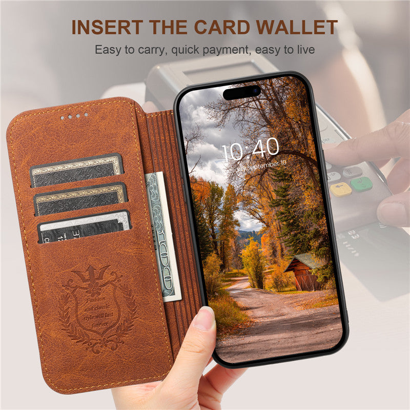 Luxuriöse Leder Magnetic Flip iPhone Hülle – MagSafe Geldbörse Kartenhalter, kabellos aufladbar, stoßfesten Schutz, elegantes Design für iPhone Modelle