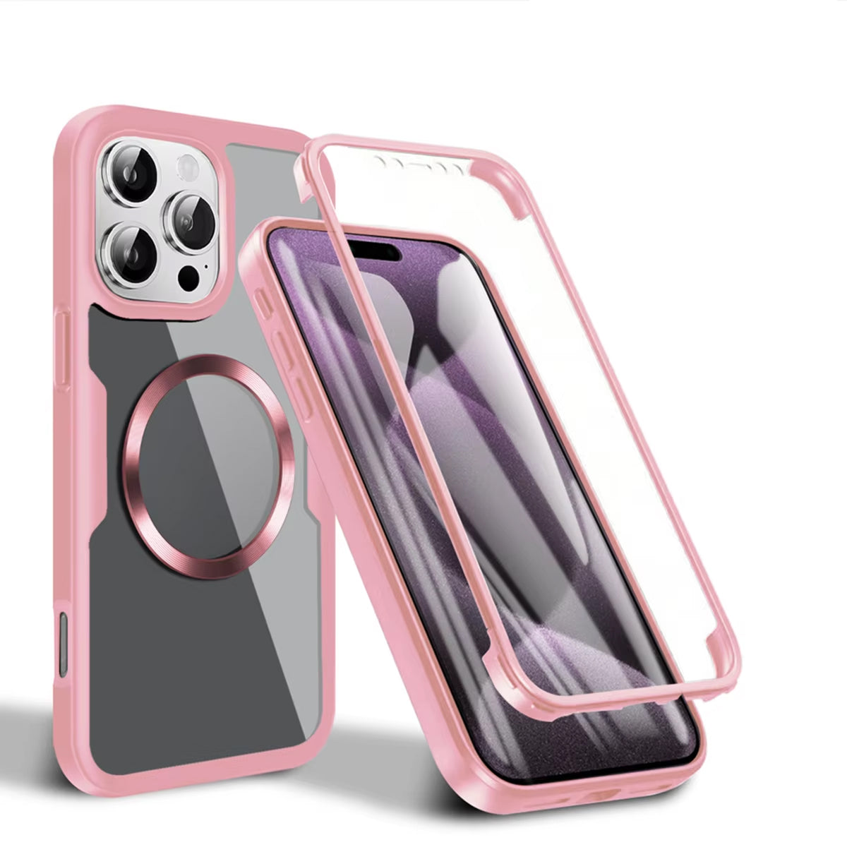 Luxury Apple iPhone Case MagSafe Compatible Ultra Thin Magnetic  All Around Protection Cover with Double Touch Clear Design