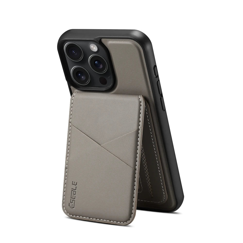 Luxuriöse Magnetische Leder Geldbörse iPhone Hülle – 2-in-1 MagSafe Kartenhalter, Ständer, Stoßfesten Schutz, Premium Design, Kabelloses Laden Kompatibel für iPhone Modelle