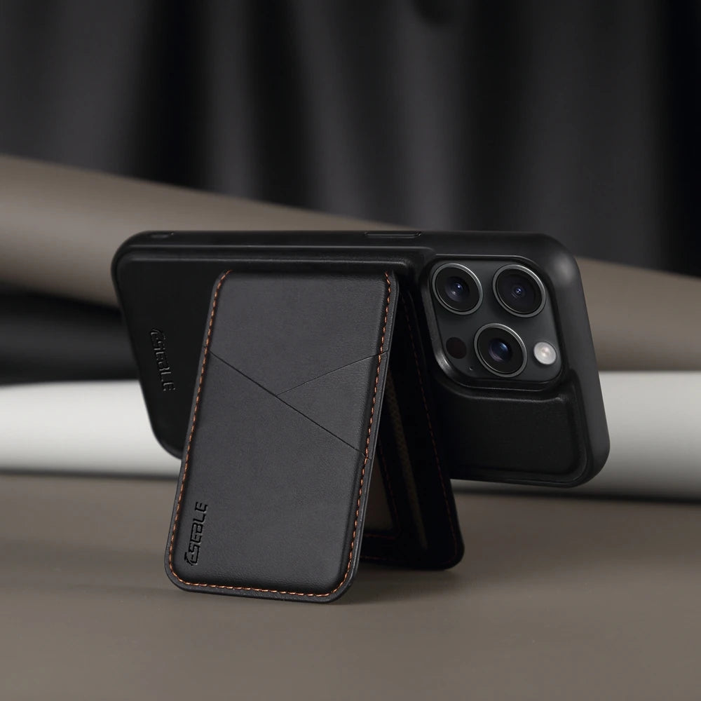 Luxuriöse Magnetische Leder Geldbörse iPhone Hülle – 2-in-1 MagSafe Kartenhalter, Ständer, Stoßfesten Schutz, Premium Design, Kabelloses Laden Kompatibel für iPhone Modelle