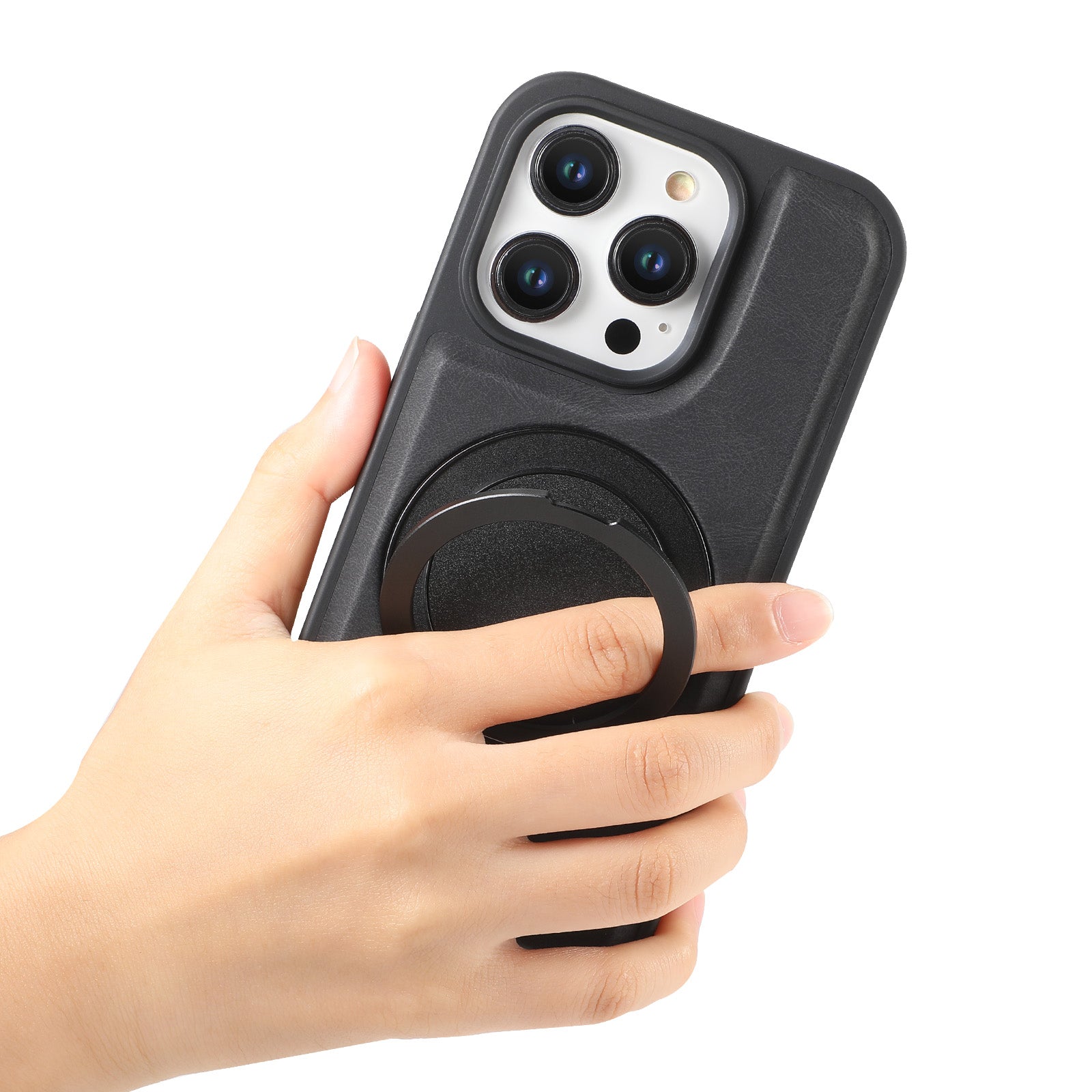 Luxuriöse Magnetische Kartenhalter iPhone Hülle – 360° drehbarer Ständer, multifunktionale Leder Geldbörse, stoßfeste Schutz, MagSafe-kompatible Hülle für iPhone Modelle