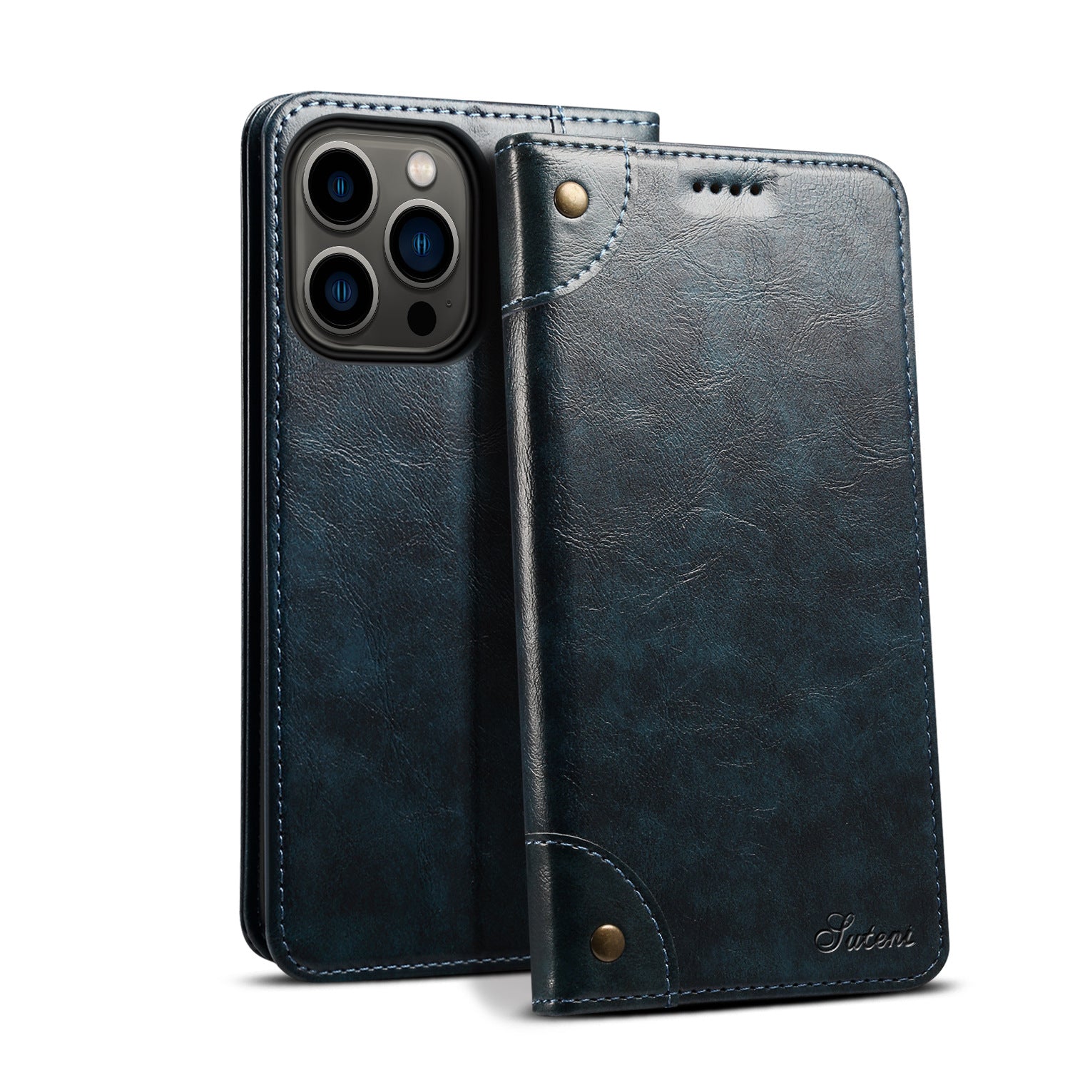 Retro Leather Wallet iPhone Case – Magnetic Closure, Card Slots, Shockproof Protection Durable PU Leather Cover for iPhone