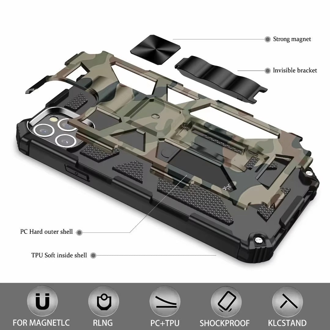 Robust Apple iPhone Case, MagSafe Compatible, Camera Lens Protection, Screen Protection, Ultra Thin, Shockproof Hybrid Armor Cover with Kickstand Grip