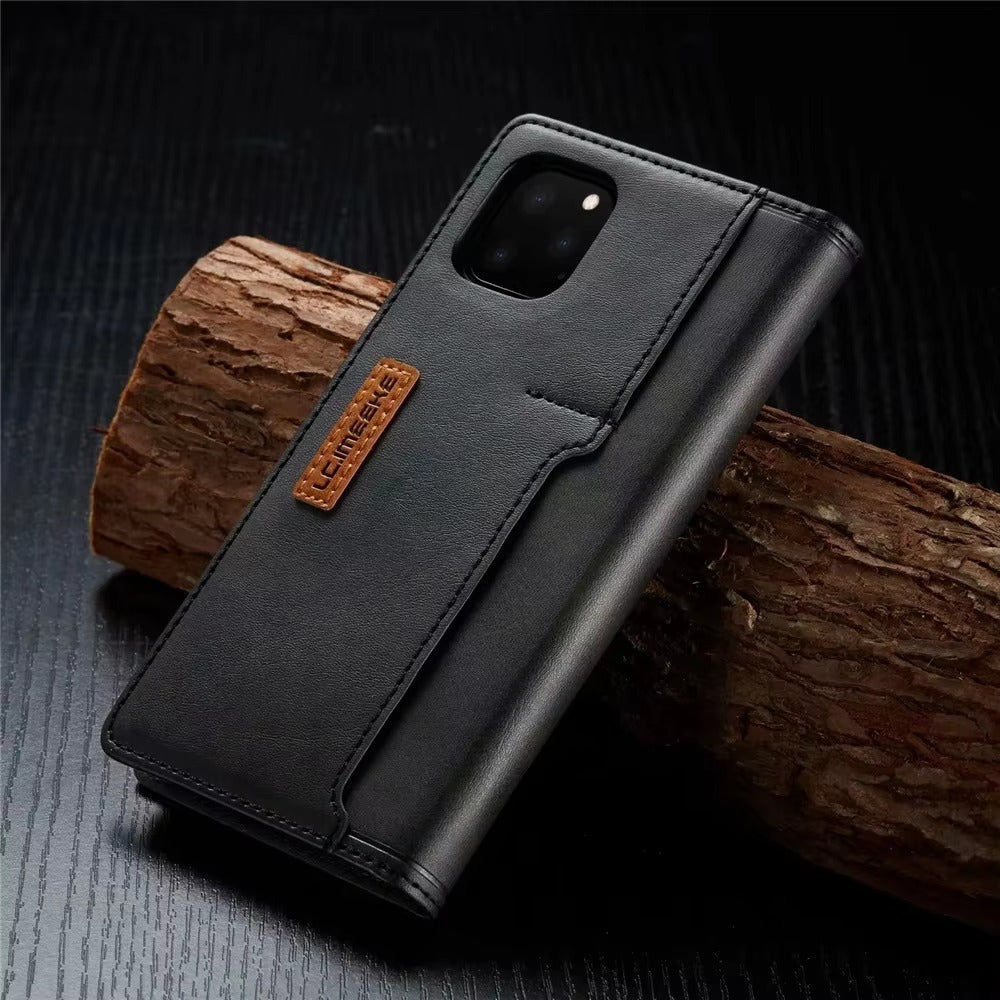 Premium Leather Flip iPhone Case, MagSafe Compatible, Ultra Thin Magnetic Shockproof Cover with Camera and Screen Protection