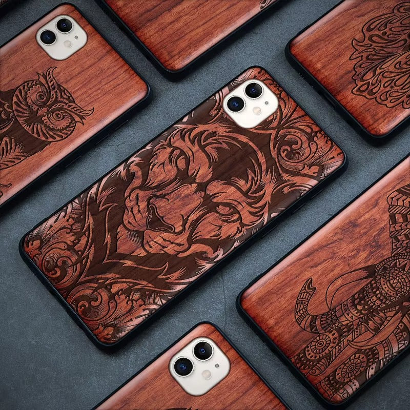 Robust Apple iPhone Case, MagSafe Compatible, Camera Lens and Screen Protection, Ultra Thin, Shockproof, Magnetic, Full All Around Protection, Real Wood TPU Cover