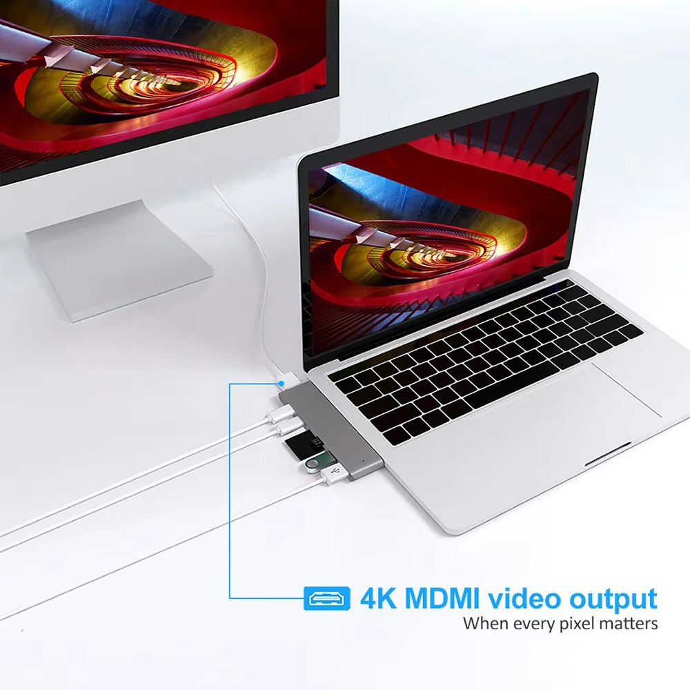 High-Speed USB-C Hub with HDMI 4K, Thunderbolt 3, USB 3.0, SD/TF Card Reader, PD Charging – Type-C Adapter Dock for MacBook Air, Pro, and USB-C Laptops